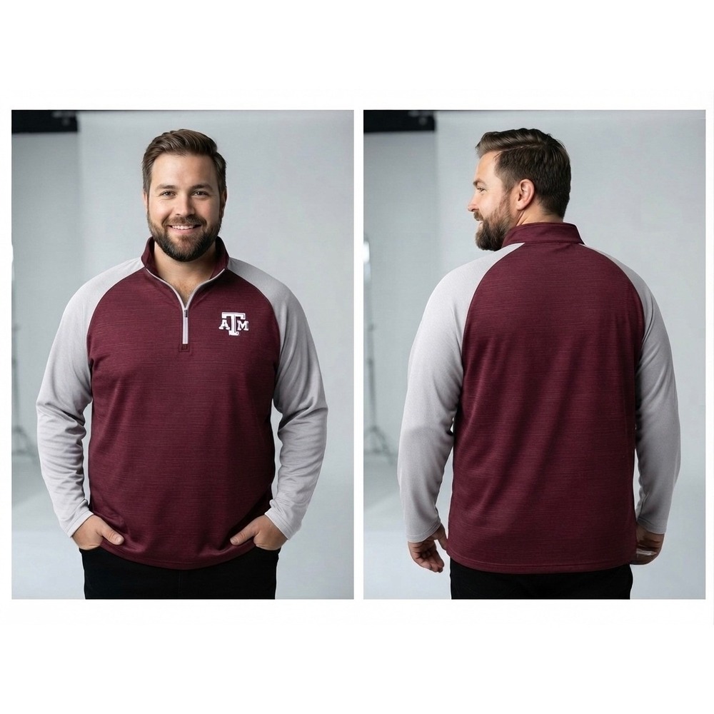 Texas A&M Aggies Colosseum‎ 1/4 Zip Pullover Fleece Jacket Mens 2XL Maroon Gray